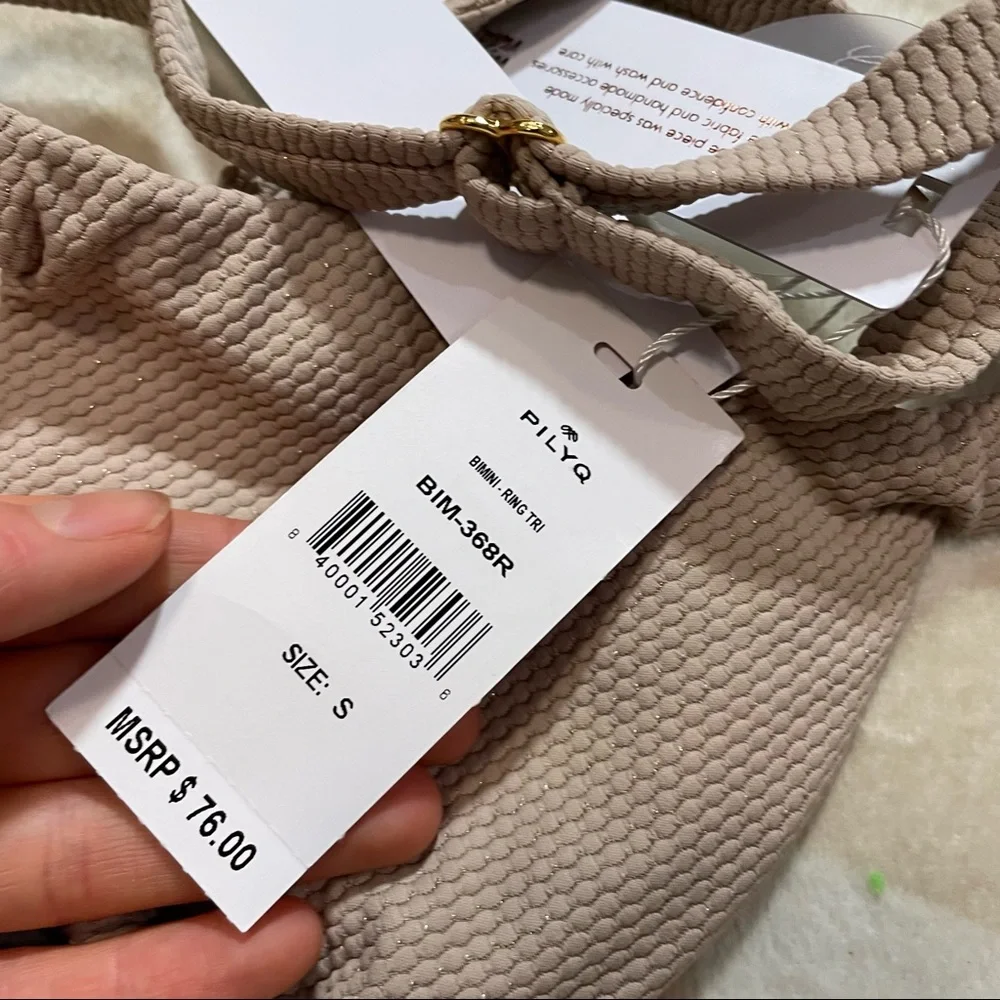 Pilyq PQ Anthropologie Bikini Swim Top Bimini Ring Triangle Textured - Picture 5 of 6